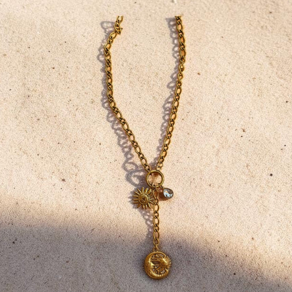 Collier à pendentif Soleil & Lune