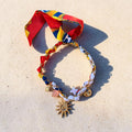 Collier foulard tressé bleu rouge blanc charm soleil étoile